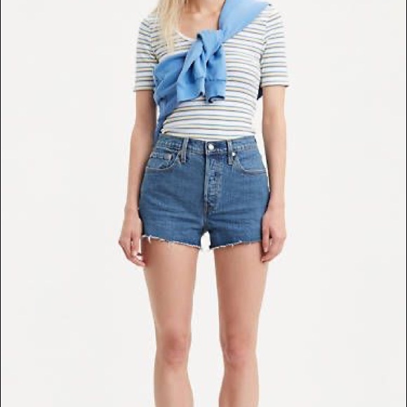 Levi’s 501 high rise shorts medium jive wash Sz 26 - Picture 1 of 14